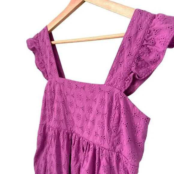 Draper James Maddie Babydoll Dress in Purple Eyelet Cotton Size XS - Picture 5 of 12